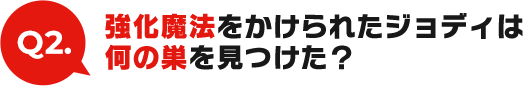 Q2:強化魔法をかけられたジョディは何の巣を見つけた？