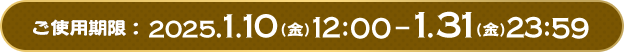 ご使用期限：2025.1.10（金）12:00―1.31（金）23:59